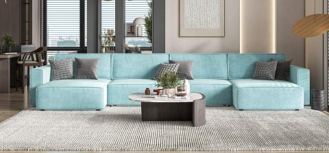 П-образный диван Босс Софт Модуль велюр Монолит аква 2