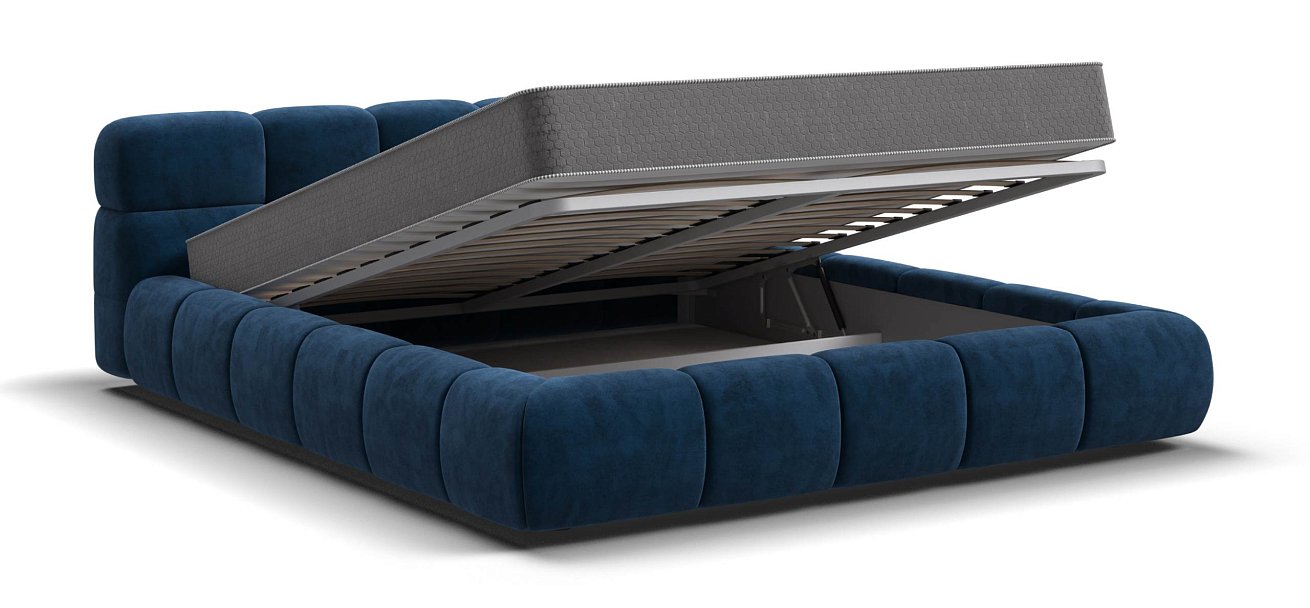 Босс Дрим Кровать+ПМ 160*200 велюр Монолит синий