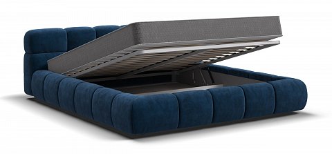 Босс Дрим Кровать+ПМ 160*200 велюр Монолит синий 3