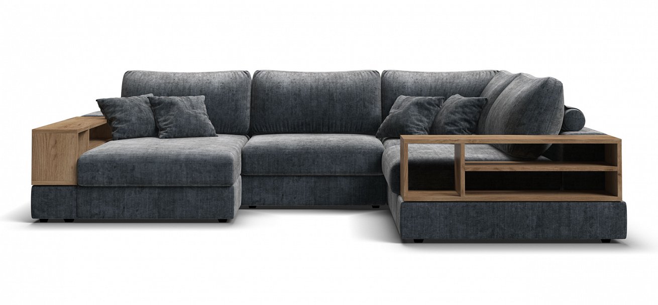 П-образный диван-кровать Босс Модуль Шенилл Глосс карбон