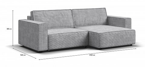 Угловой диван Босс Софт Модуль Вельвет Корд серый 1