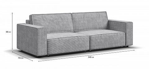 Диван Босс Софт Модуль Вельвет Корд серый 1