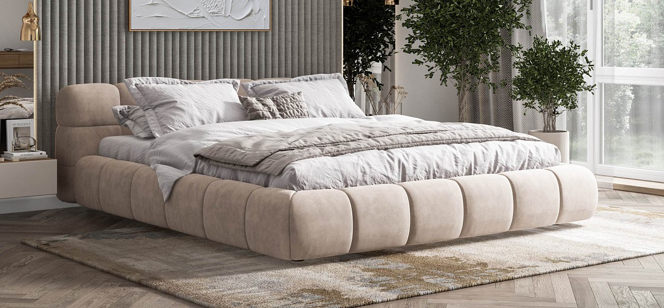 Босс Дрим Кровать+ПМ 180*200 велюр Монолит латте