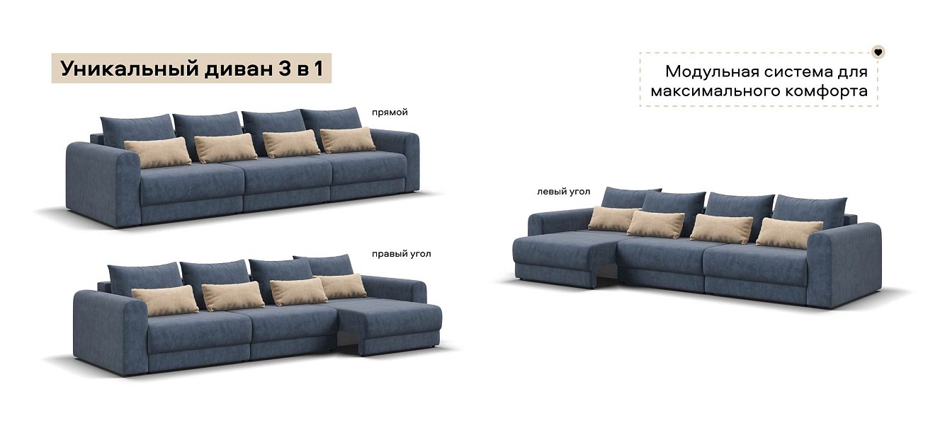 Модульный диван Ричмонд Модуль Макс велюр Роял синий