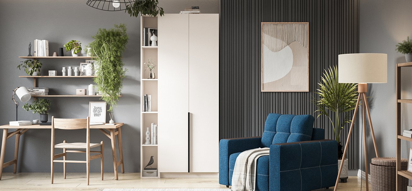 Рим 80 шкаф распашной 2Д + ящики 01 Кашемир