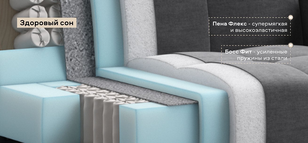 Босс Слип кресло-кровать велюр Монолит серый