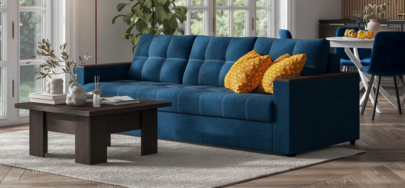 Диван Атланта НПБ 120 Рогожка Мальмо синий