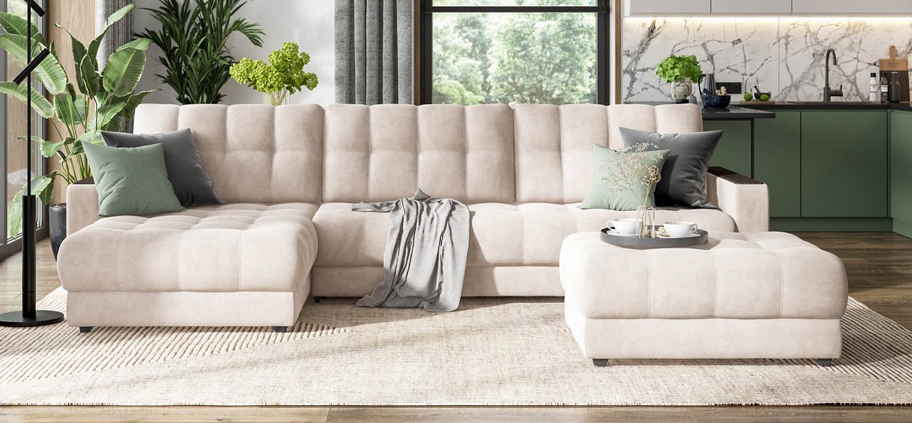 Угловой диван Босс Макс велюр Монолит латте