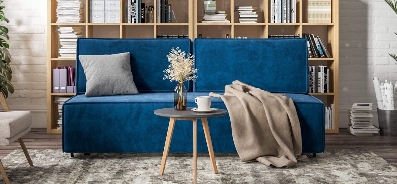 Диван Норд мини велюр Монолит синий