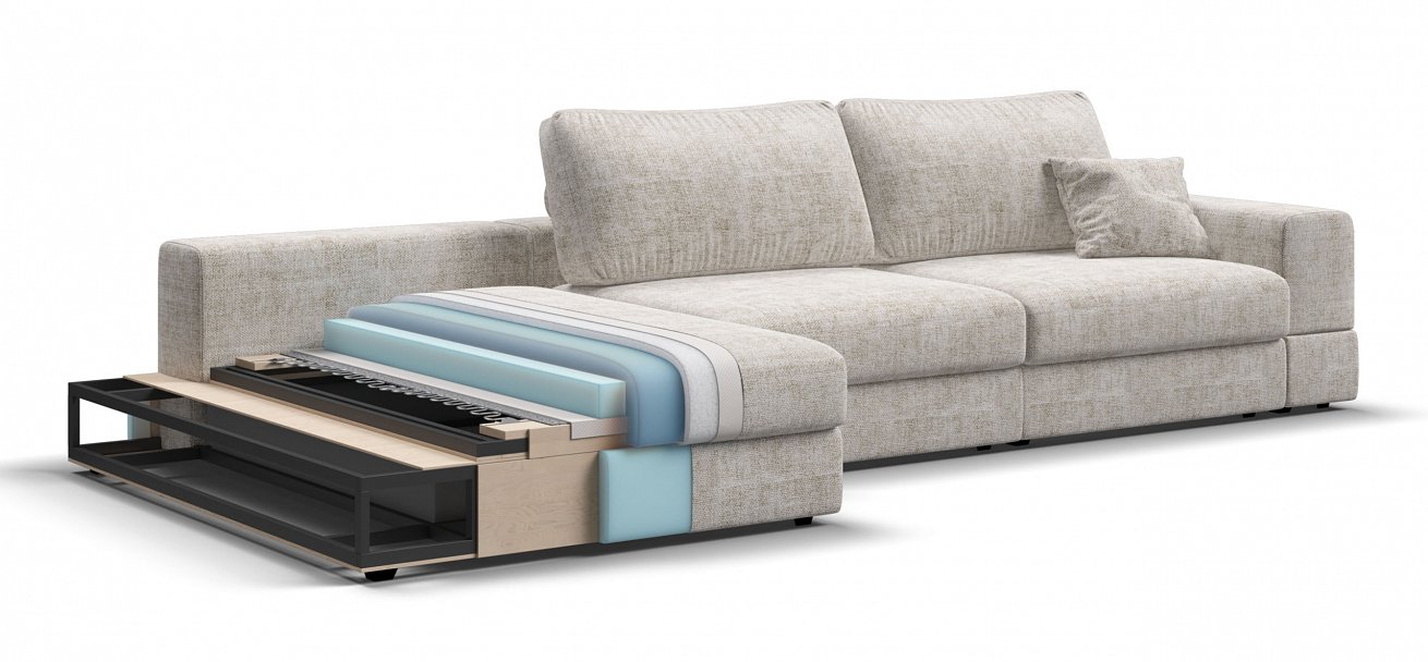 Угловой диван-кровать Босс Модуль ХЛ Шенилл Смарт кварц