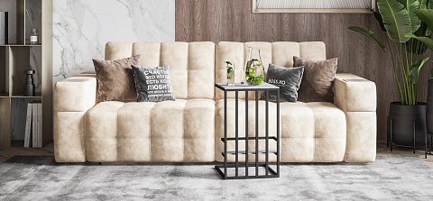 Диван Босс ХО велюр Алькантара пепел / Камень 2