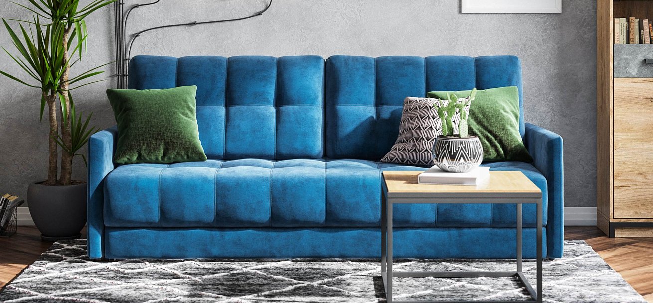 Диван Босс Лофт велюр Монолит синий