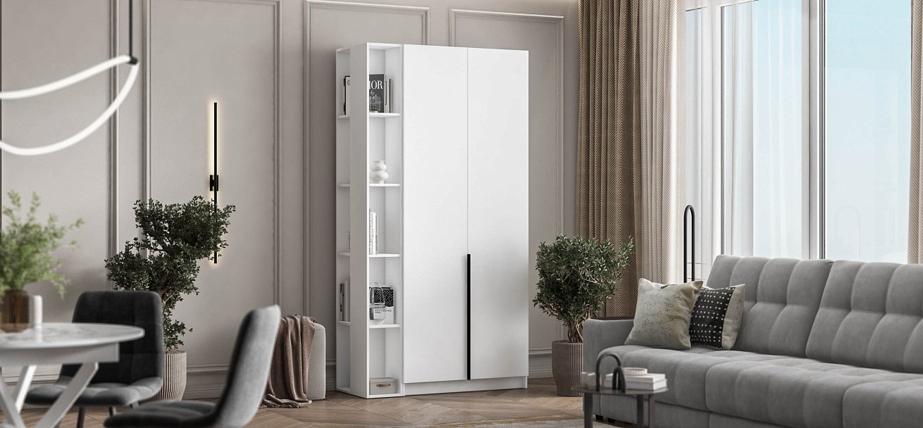 Босс Стандарт 90*220 шкаф распашной 2Д 01 Белый