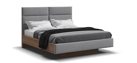 Босс Лофт Кровать+ПМ 160*200 велюр Монолит сталь, Орех селект 1