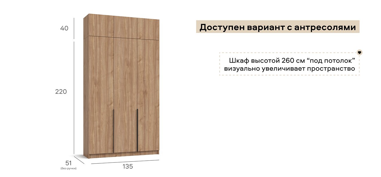 Босс Стандарт 135*220 шкаф распашной 3Д 01 Орех Селект