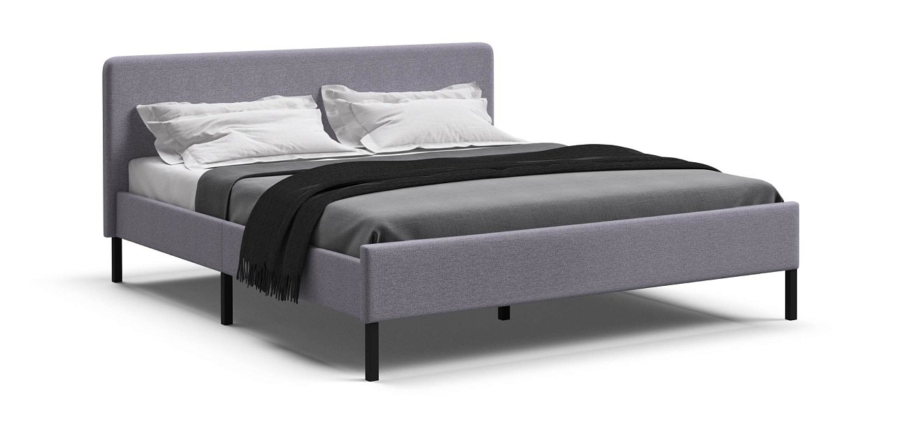 Уна Кровать 160*200Рогожка Мальмо платина, Чёрный