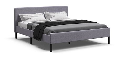 Уна Кровать 160*200Рогожка Мальмо платина, Чёрный 1