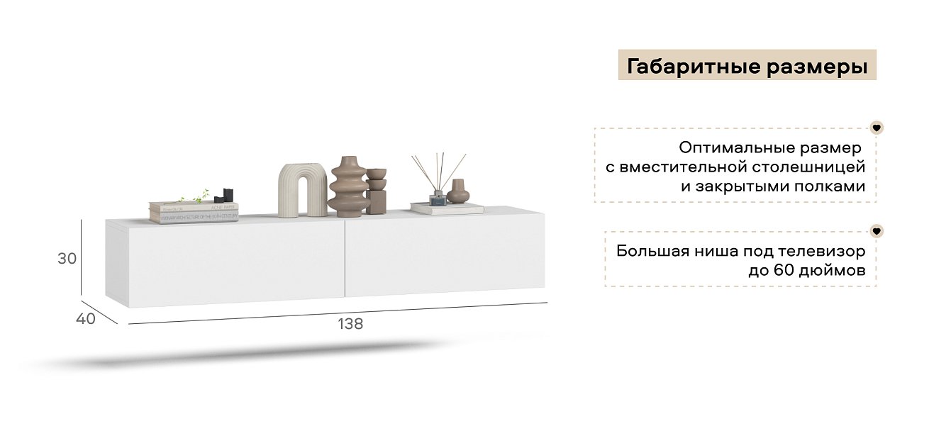 ТВ Тумба Босс Стандарт 140 Белая