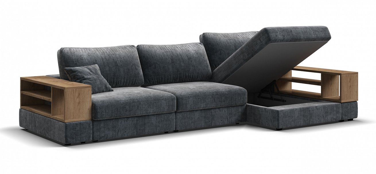 Угловой диван-кровать Босс Модуль ХЛ Шенилл Глосс карбон