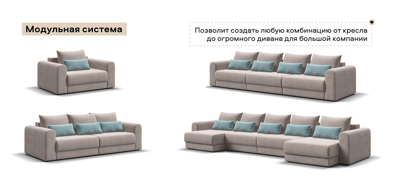 Ричмонд Модуль подлокотник 2 шт. велюр Монолит латте