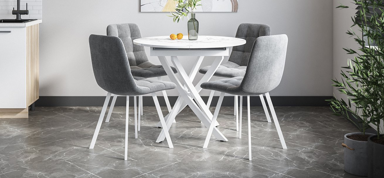 Стул НОРД велюр Велутто Серый, Белый