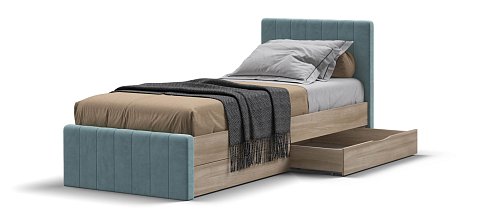 Лофт Мини Кровать 90*200 велюр Монолит аква, Сонома 3