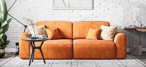 Диван Кинг велюр Алькантара оранж 2