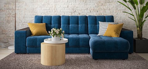 Угловой диван Босс ХЛ велюр Монолит синий 2