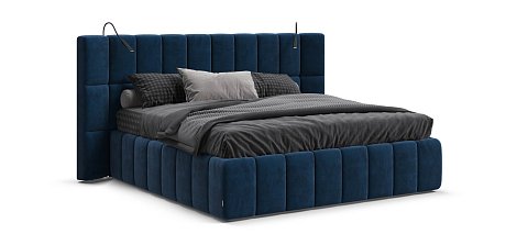 Босс ХО Кровать 180*200 велюр Монолит синий 1