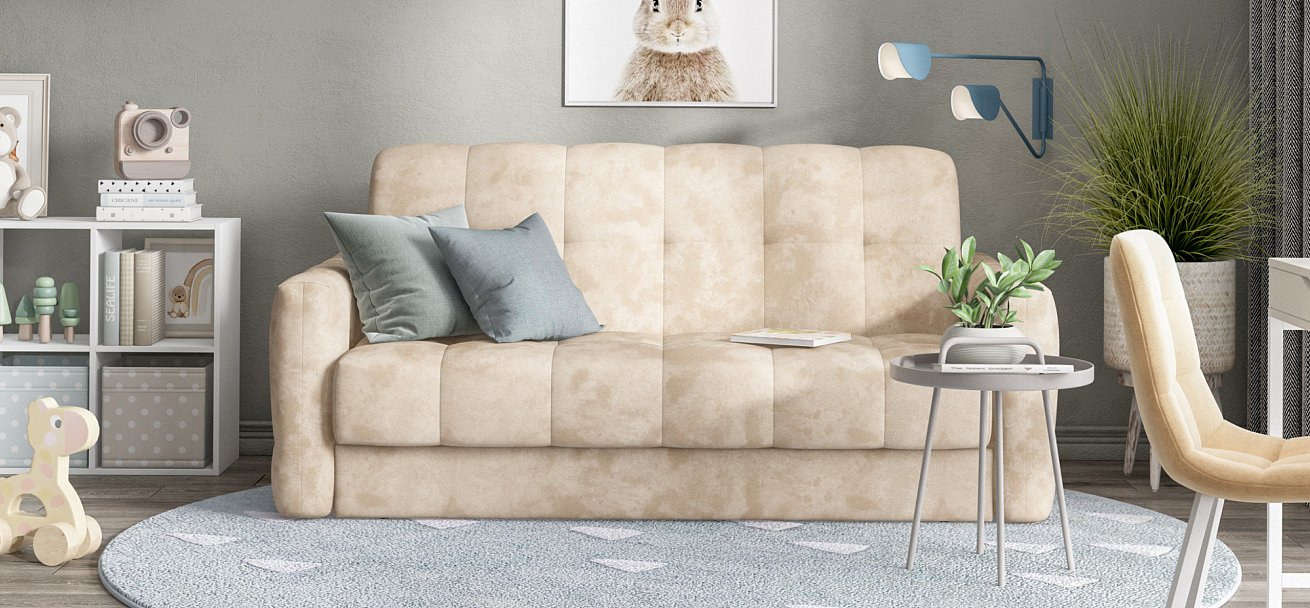 Диван Босс Слип 160 велюр Алькантара пепел