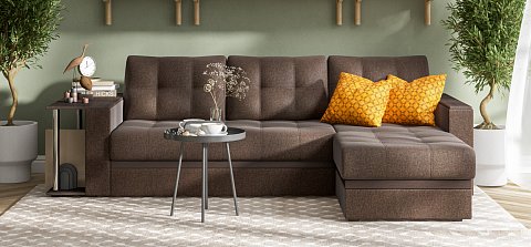 Угловой диван Атланта Люкс Рогожка Мальмо шоколад 2