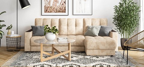 Угловой диван Босс Классик велюр Алькантара пепел 2