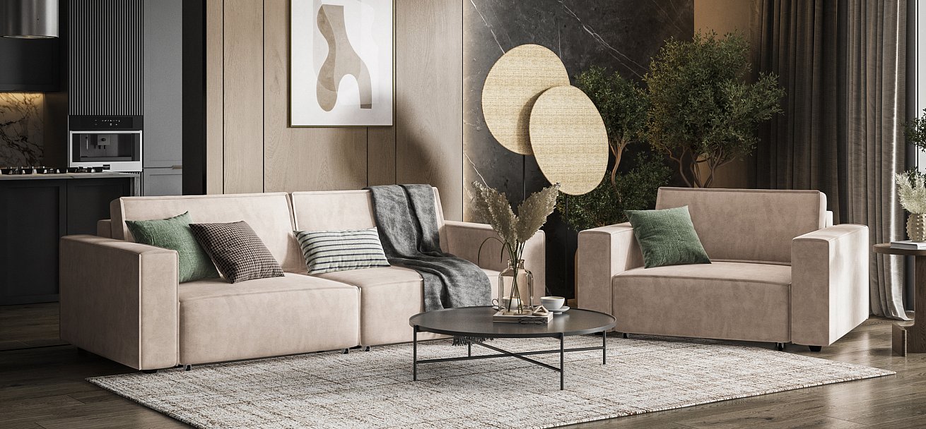 Кресло Босс Софт Модуль  велюр Монолит латте