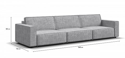 Диван Босс Софт Модуль Макс Вельвет Корд серый 1