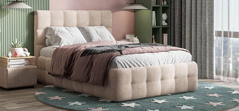 Босс Кровать+ПМ 140*200 Велюр Монолит латте 2