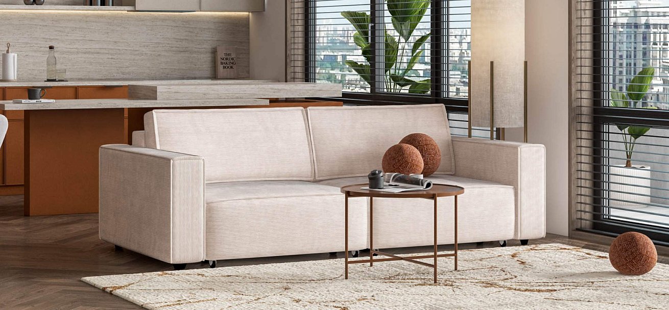 Диван Босс Софт Модуль Вельвет Корд бежевый