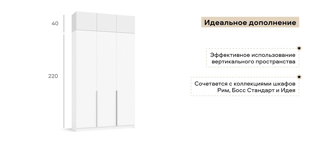 Антресоль 135 3Д Белый