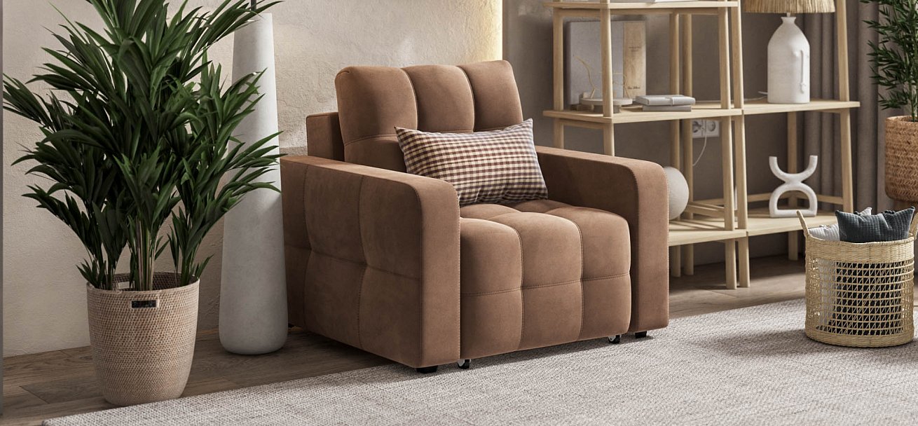 Кресло-кровать Денди Слим велюр Монолит мокко