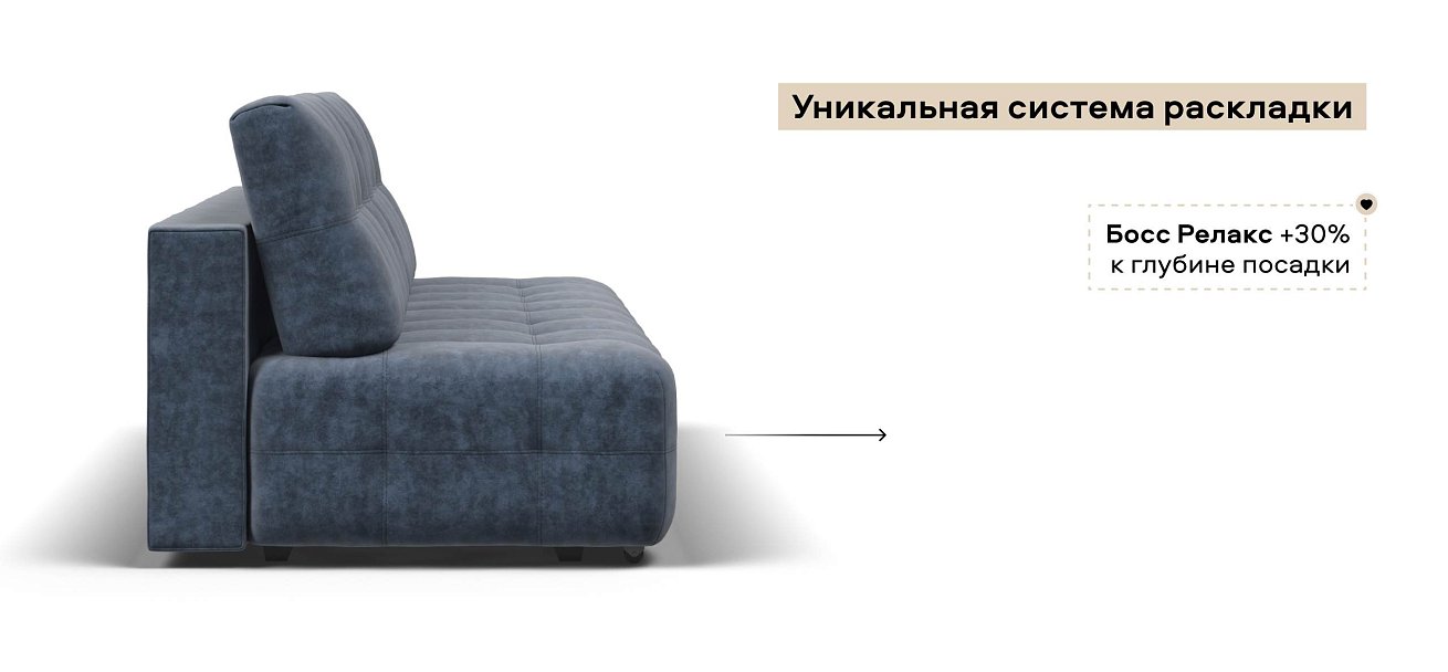 Диван Босс Мини велюр Роял синий