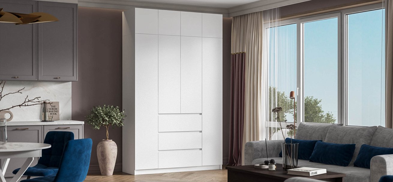 Идея 160 шкаф распашной 4Д+ящики Белый