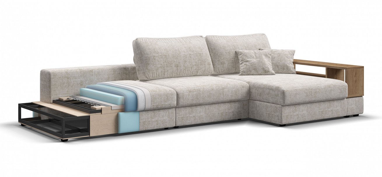 Угловой диван-кровать Босс Модуль ХЛ Шенилл Смарт кварц