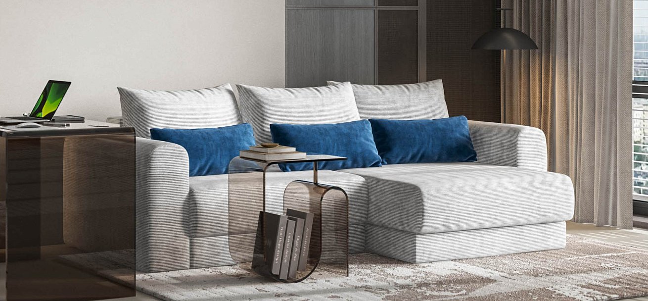 Ричмонд Модуль оттоманка Вельвет Корд серый