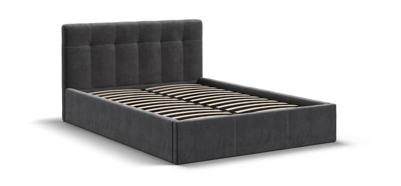 Белла Кровать без ПМ 140*200 велюр Монолит серый