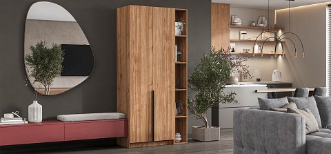 Босс Стандарт 80*220 шкаф распашной 2Д + ящики 01 Орех Селект 2