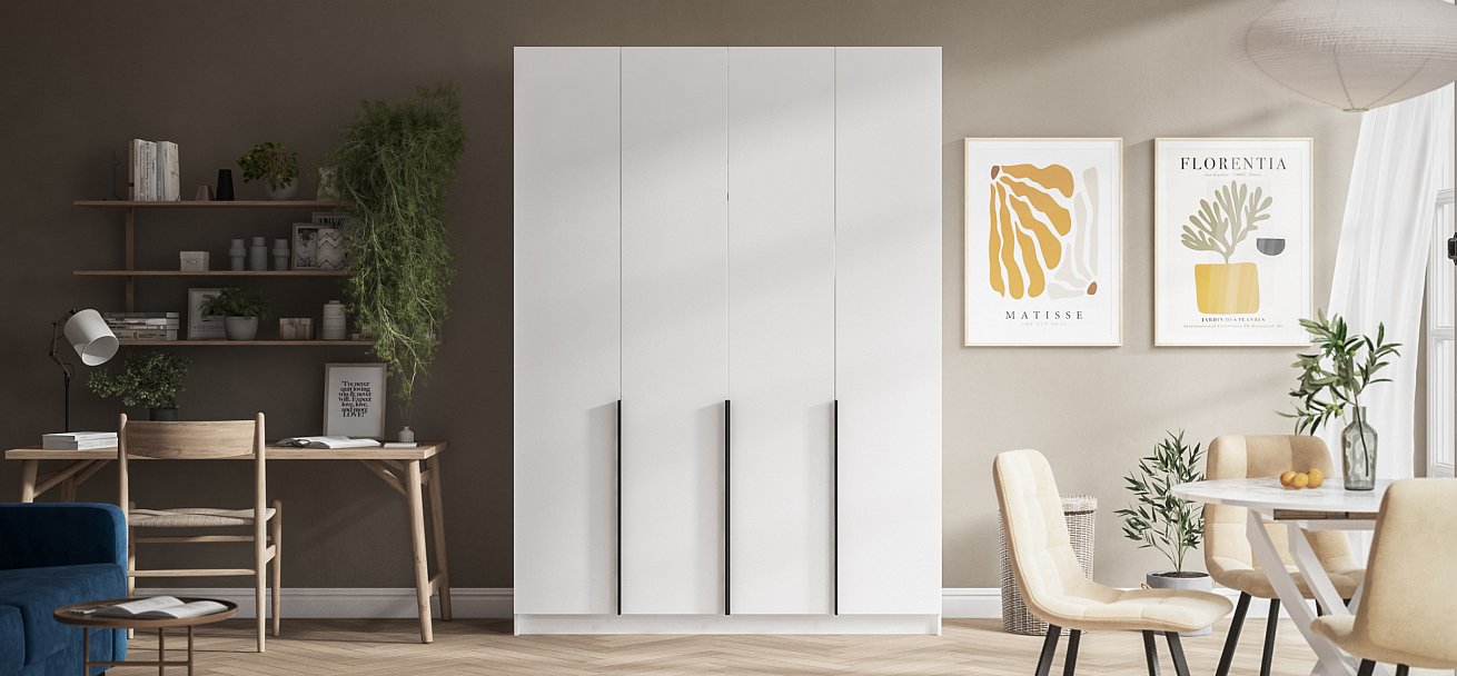 Рим 160 шкаф распашной 4Д+ящики 01 Белый