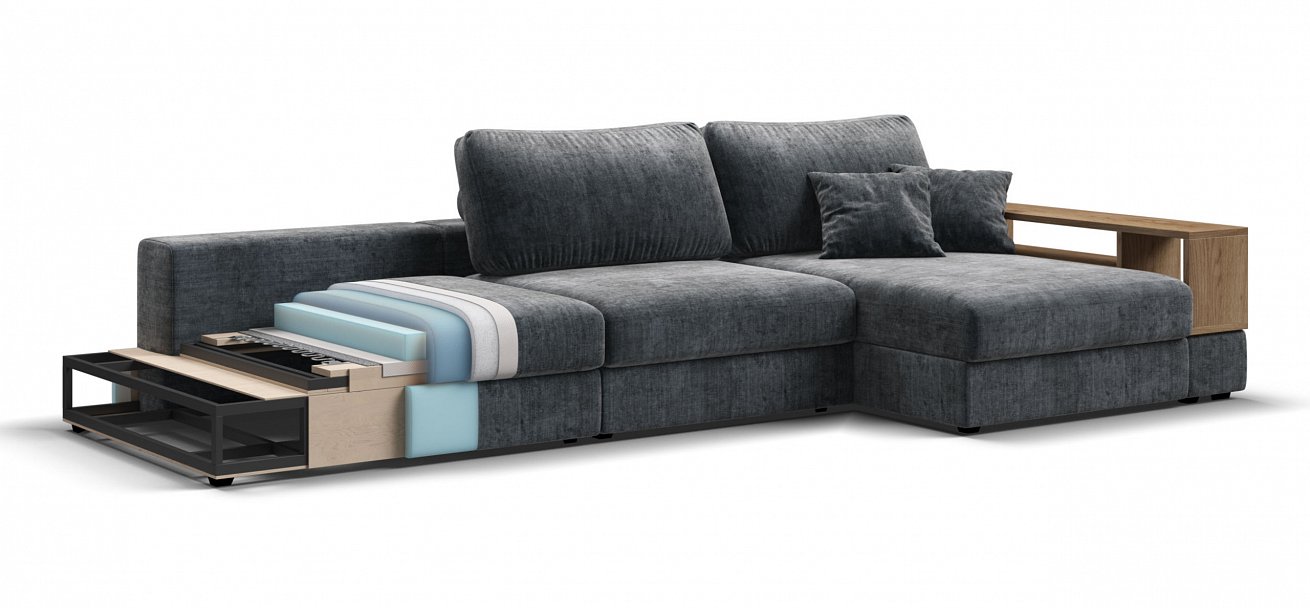 Угловой диван-кровать Босс Модуль ХЛ Шенилл Глосс карбон