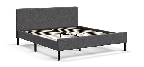 Уна Кровать 160*200Рогожка Мальмо серый, Чёрный 3