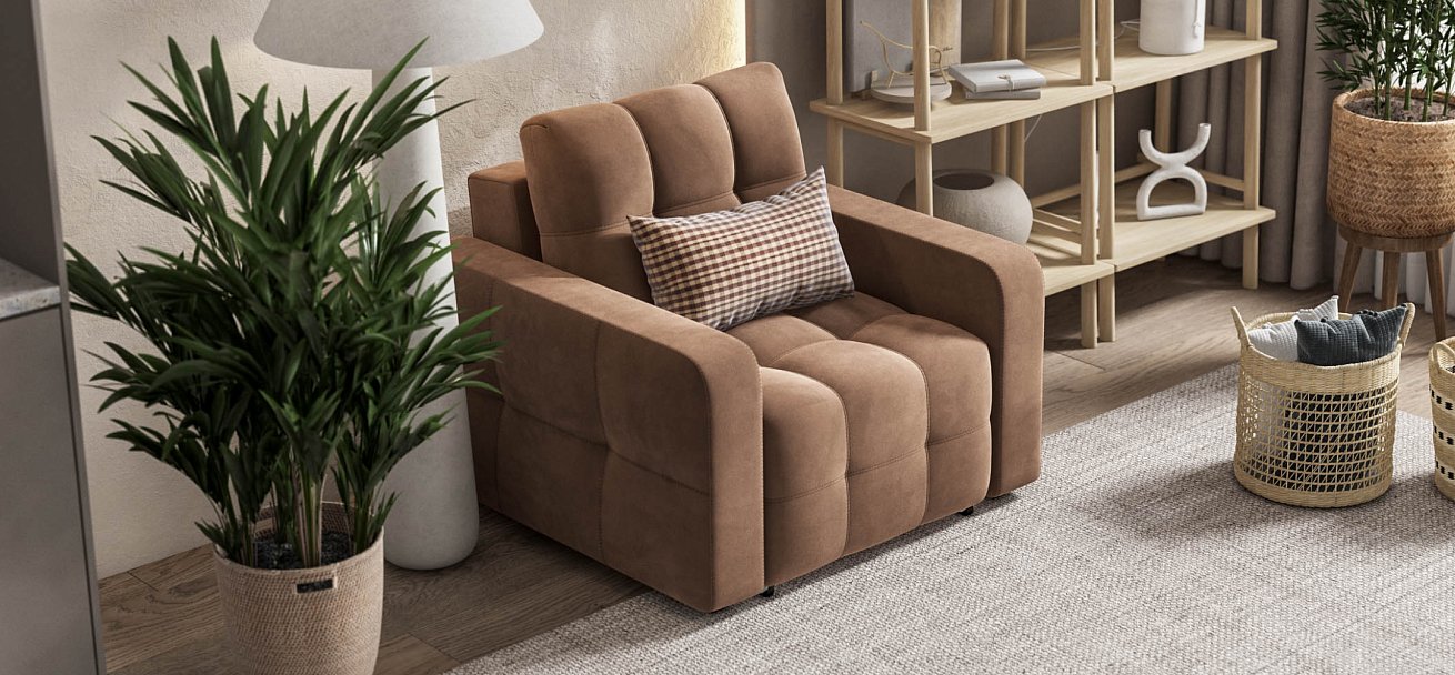 Кресло-кровать Денди Слим велюр Монолит мокко