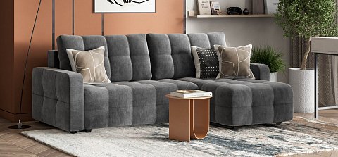 Угловой диван Денди велюр Монолит серый 2