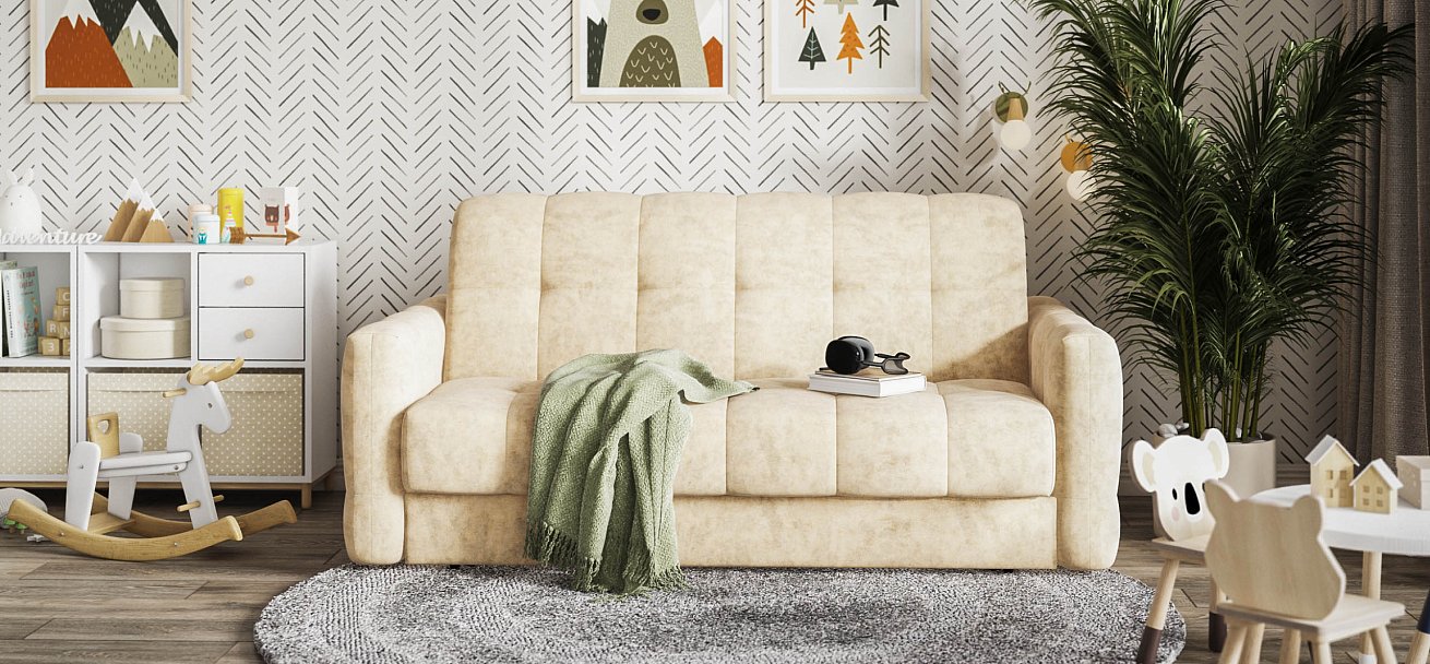 Диван Босс Слип 160 велюр Роял шампань